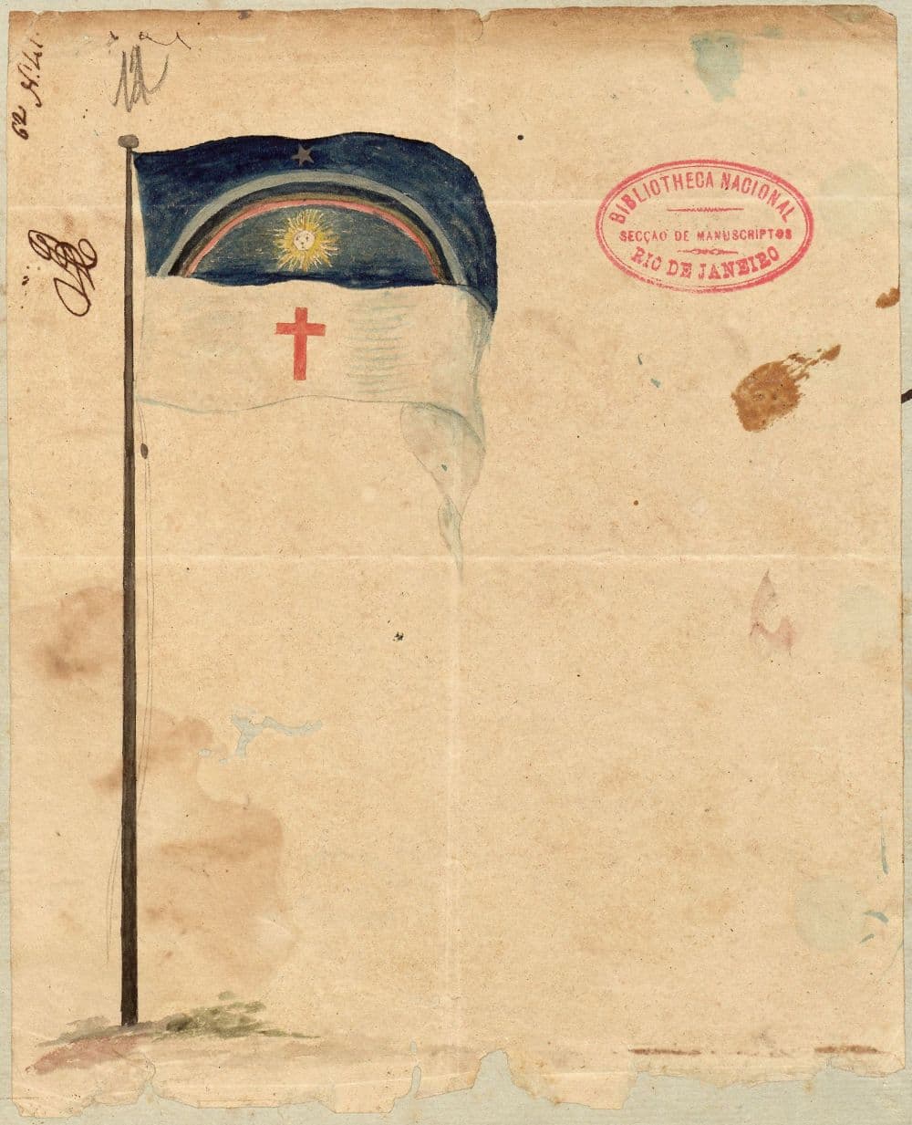 Bandeira da revolução pernambucana de 1817, aquarelada · Unknown author Unknown author · 1817-05-14