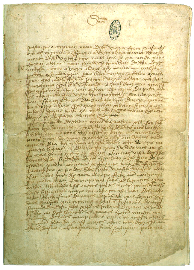 Carta de Pero Vaz de Caminha, primeiro fólio · Pero Vaz de Caminha · 1500-05-01