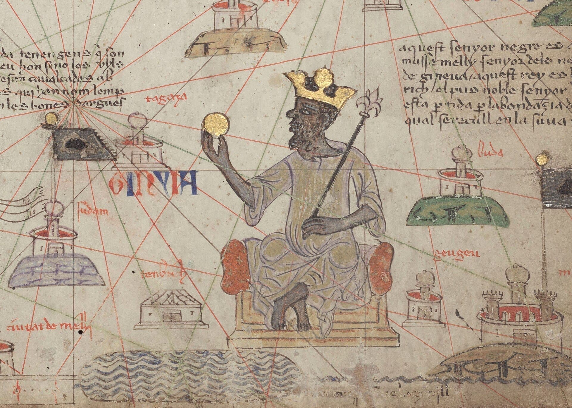 Mansa Musa no Atlas Catalão, 1375 · attributed to Abraham Cresques · 1375 AD