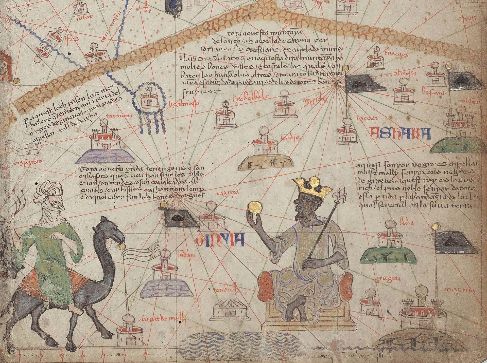 O Saara ocidental na cartografia de 1375 · attributed to Abraham Cresques · 1375