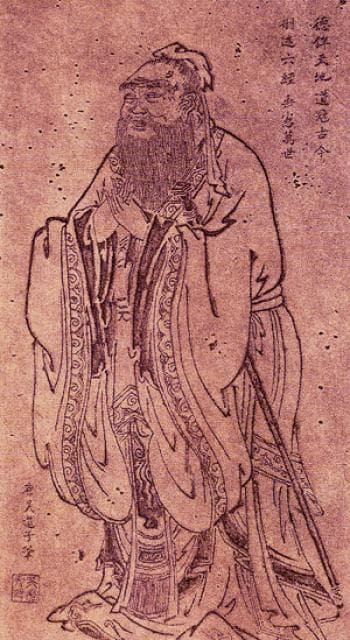 Confúcio ensinando, em imagem atribuída a Wu Daozi (dinastia Tang) · Wu Daozi , 685-758, Tang Dynasty. · 8 th century