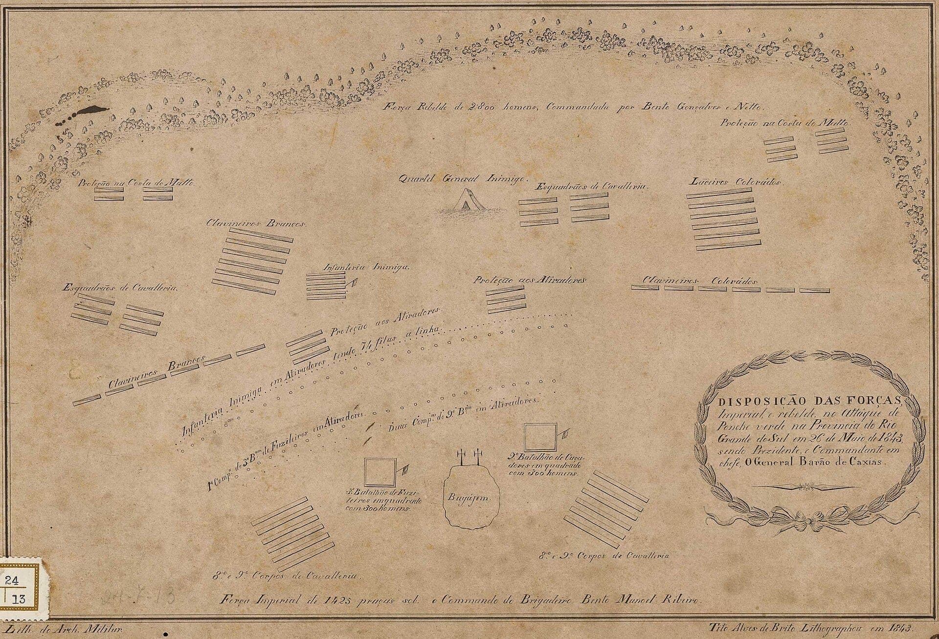 Disposição das forças em Ponche Verde, 1843 · Tito Alves de Brito · 1843