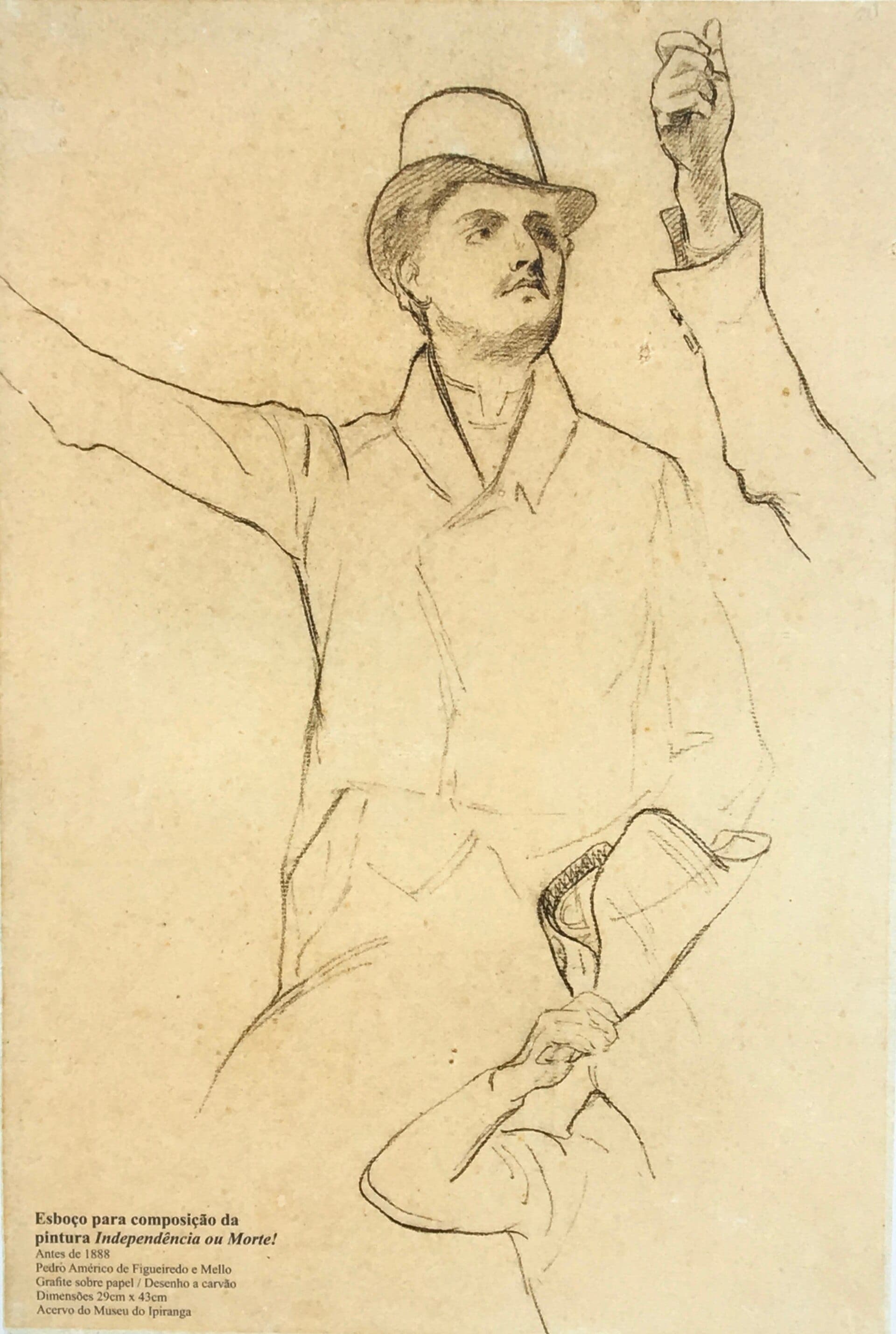 Esboço para Independência ou Morte · Painter of the original drawing: Pedro Americo de Figueirede e Mello (29 April 1843 – 7 October 1905) Uploader of the scan: Amandaravellicasper · 1888