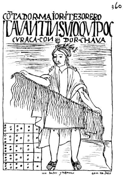 O contador-mor dos incas, desenho de Guaman Poma de Ayala, c. 1615 · Felipe Guaman Poma de Ayala · circa 1615