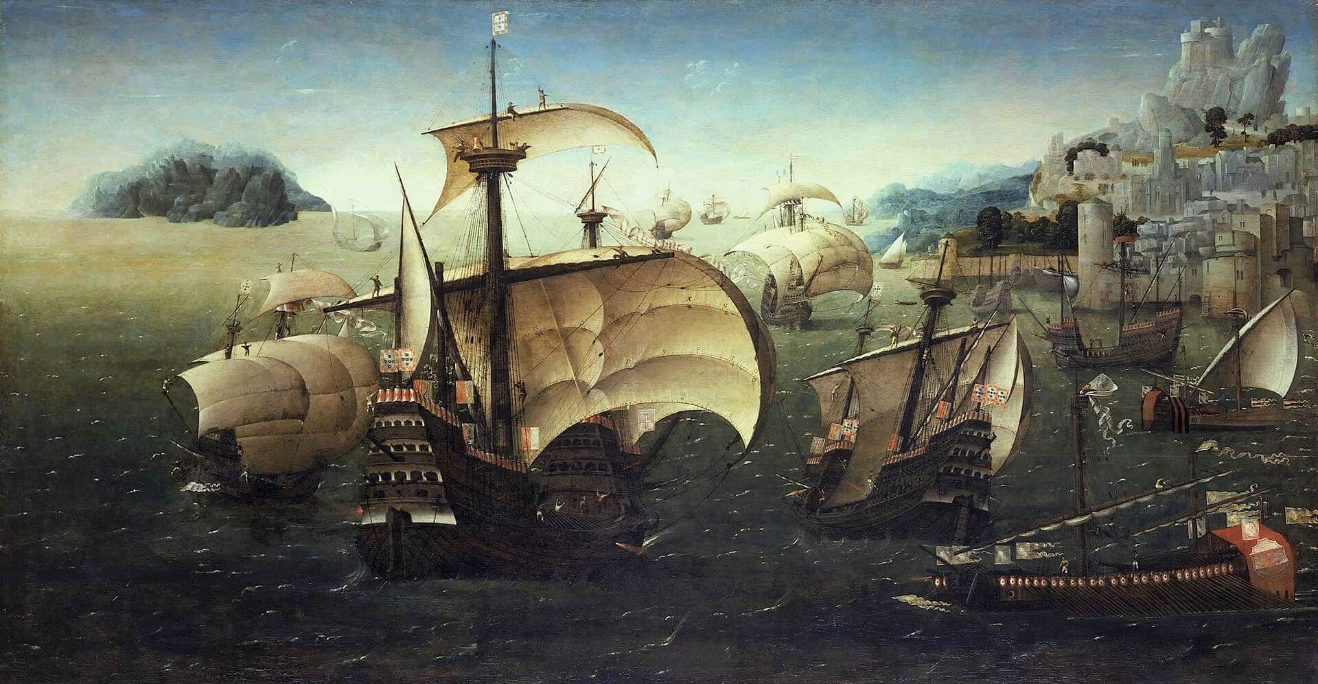 Naus portuguesas junto a uma costa rochosa · Unknown author Unknown author · circa 1540