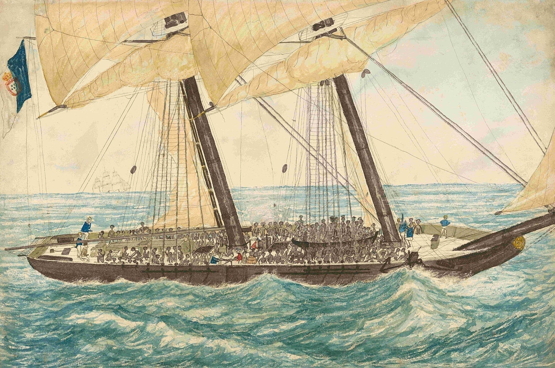 O negreiro Diligente capturado pela Marinha britânica, 1838 · Henry Samuel Hawker (1816-1889) · 1838