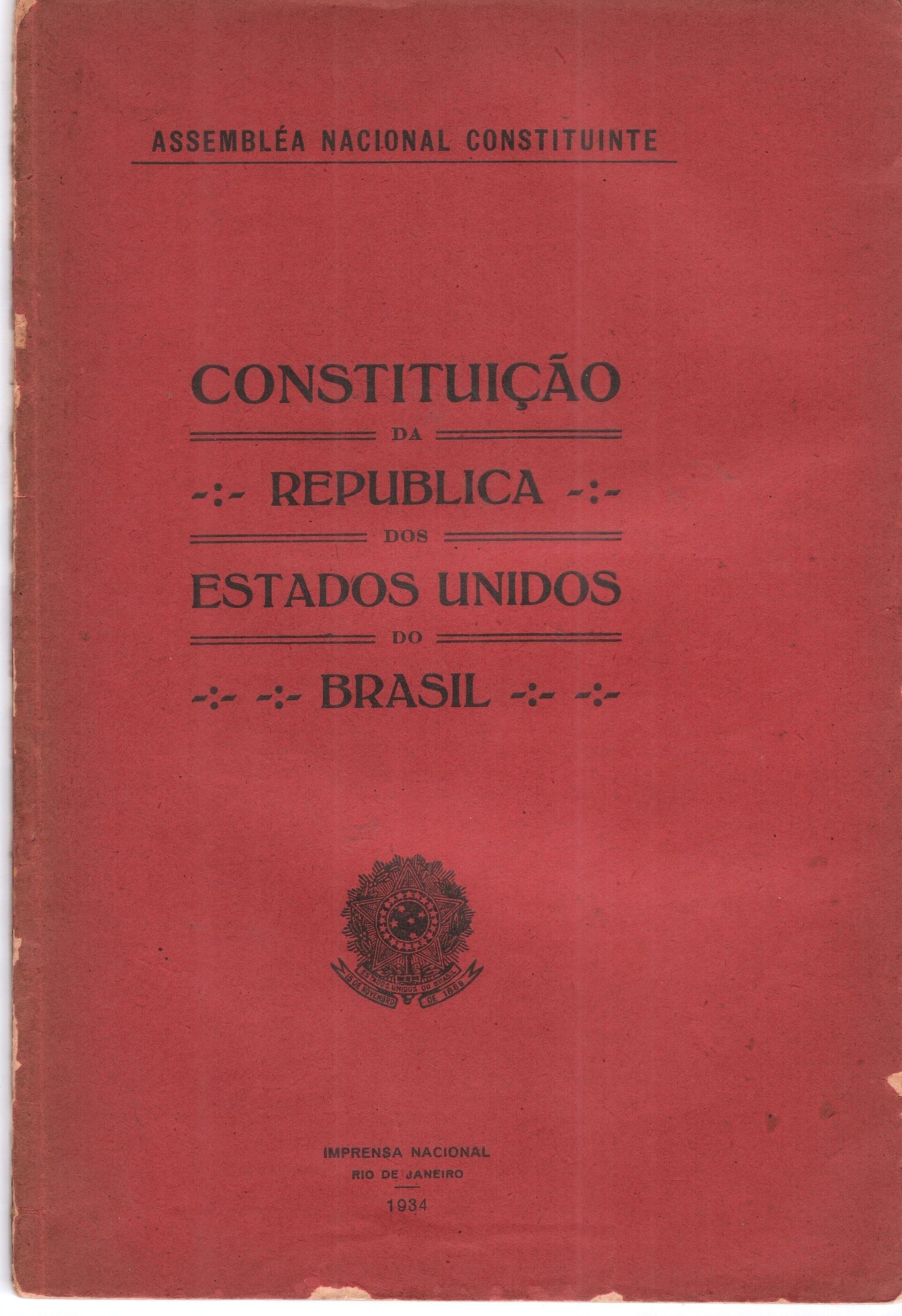 Capa da Constituição de 1934 · Assembleia Nacional Constituinte da República dos Estados Unidos do Brasil · 1934