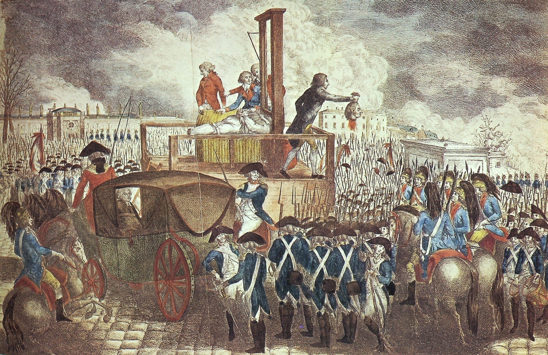 A execução de Luís XVI, gravura de 1793 · Georg Heinrich Sieveking · 1793