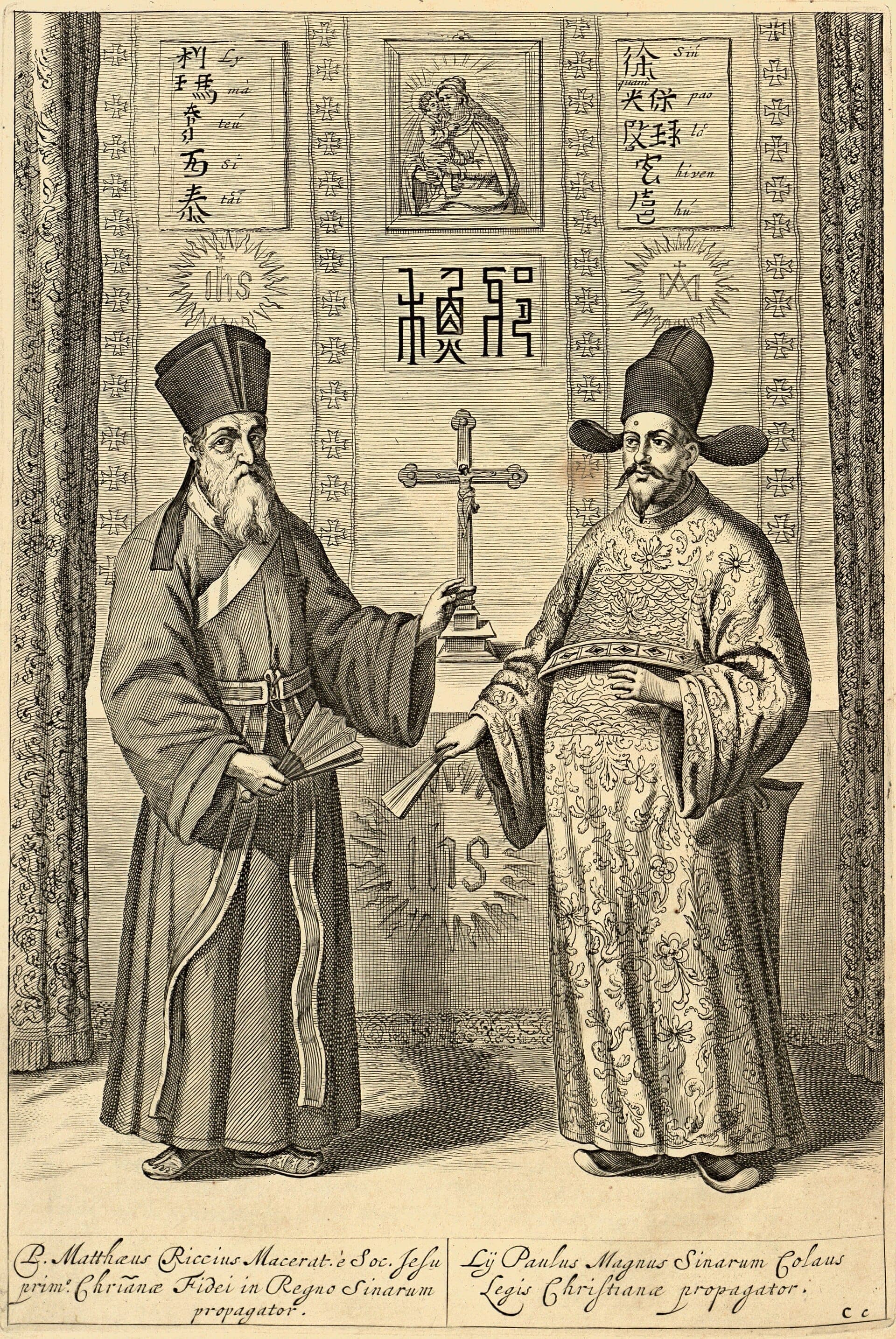 Matteo Ricci e Xu Guangqi, gravura do livro de Athanasius Kircher sobre a China (ed. francesa de 1670) · Kircher, Athanasius, 1602-1680. · 2013-03-05 17:28:15