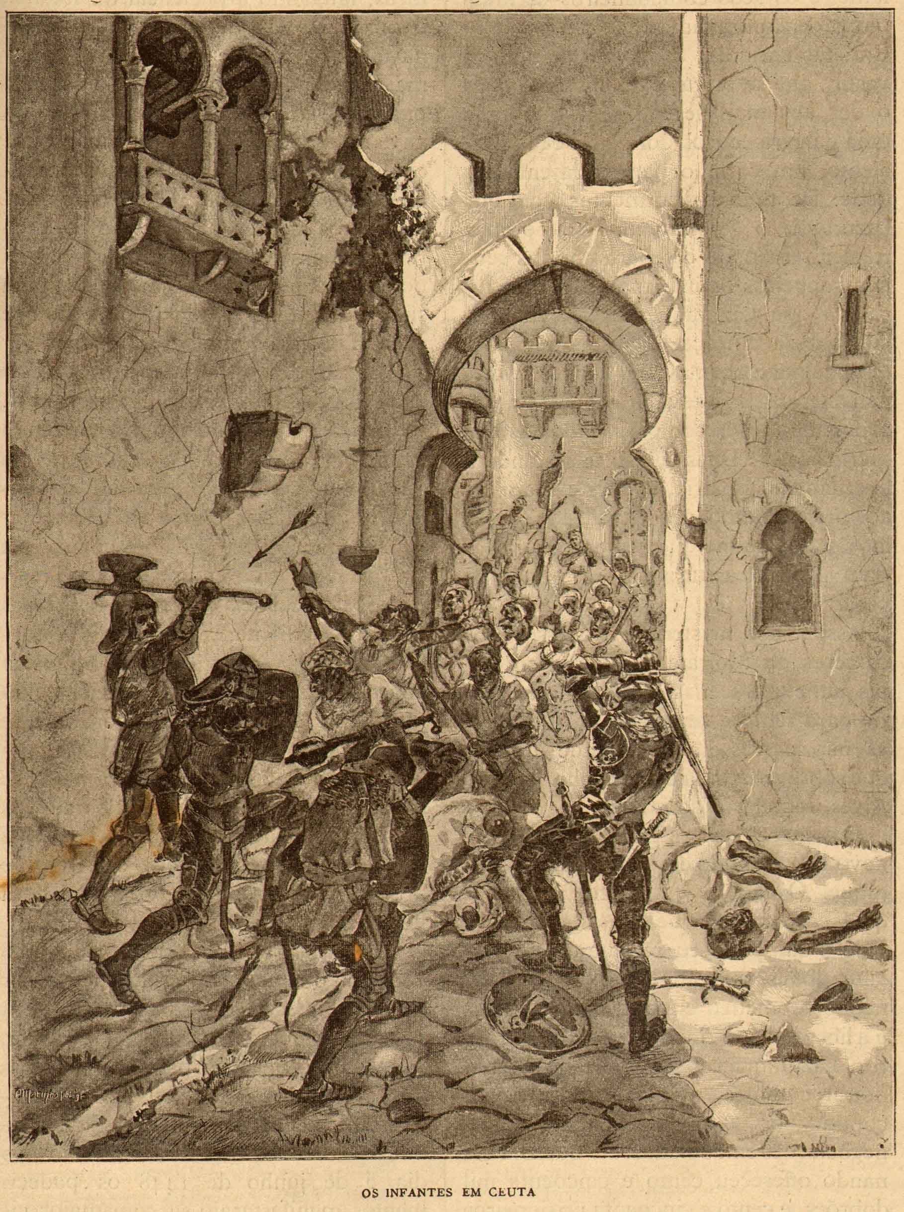 Os infantes em Ceuta, ilustração de Roque Gameiro · Roque Gameiro · c. 1899