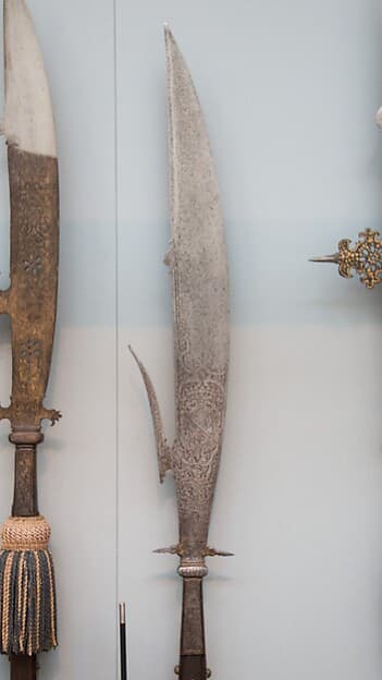 Glaive of the Bodyguard of Giovanni Battista Bourbon del Monte (1541–1614) · Italian, Brescia · ca. 1590–1600 · Steel, wood, gold, brass, textile