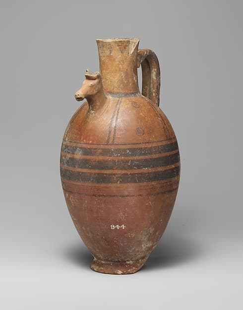 Terracotta jug with horse's head in relief · Cypriot · 480–350 BCE · Terracotta