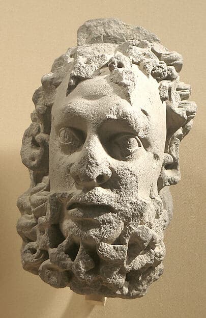 Head of a Bearded Male Figure · Pakistan (ancient region of Gandhara) · ca. 3rd century · Gray schist